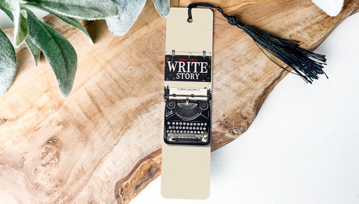 a bookmark with an old typewriter on it