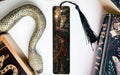 a bookmark with a picture of a woman and a snake on it