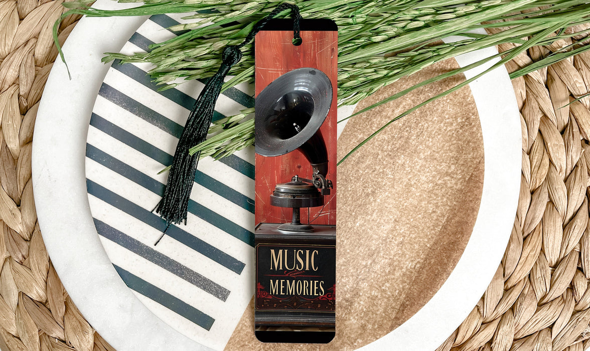 a bottle of music memories sitting on top of a plate