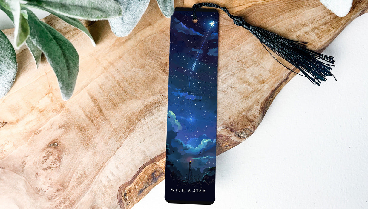 a bookmark with a picture of a night sky