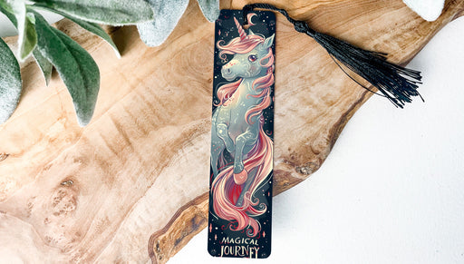 a bookmark with a picture of a unicorn on it