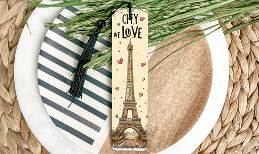 a bookmark with a picture of the eiffel tower