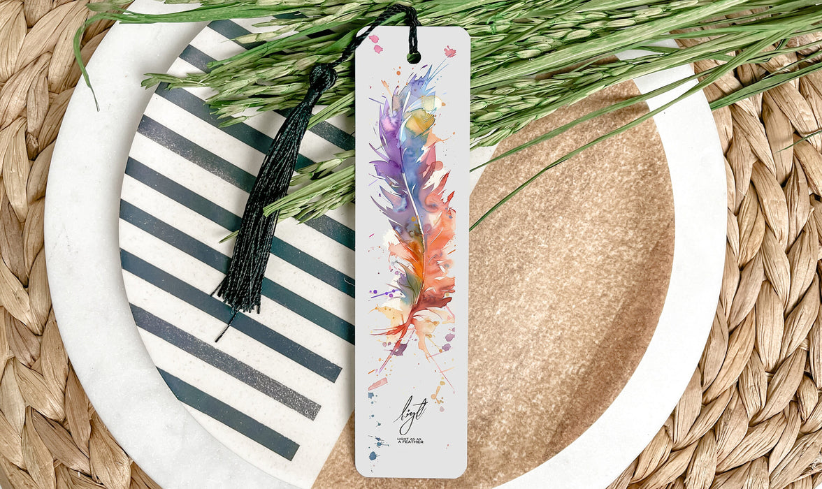 a close up of a plate with a bookmark
