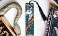 a bookmark with a picture of a unicorn on it