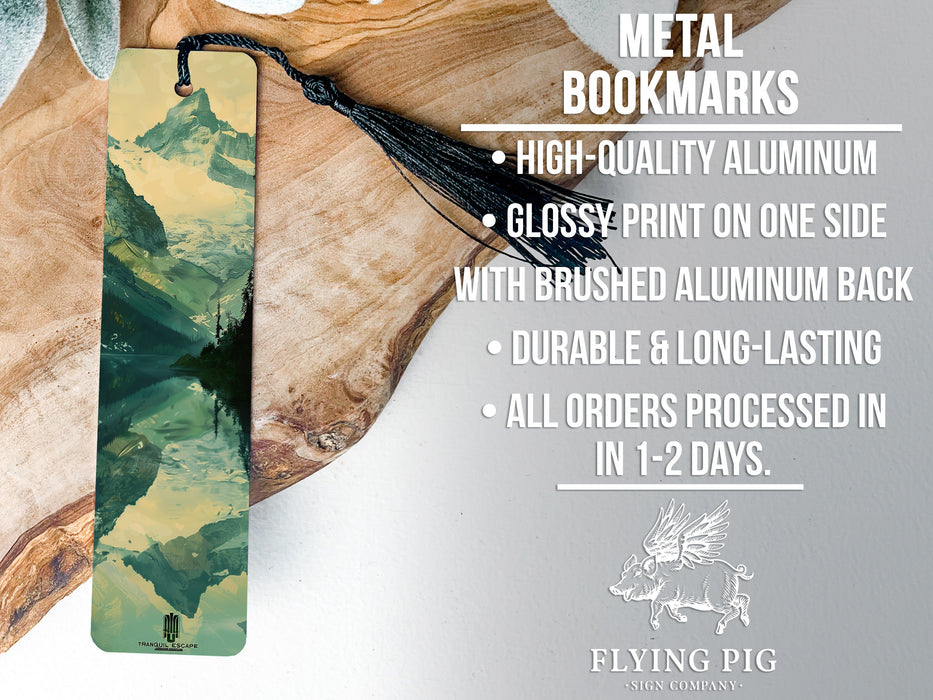 a bookmark with a picture of a forest on it