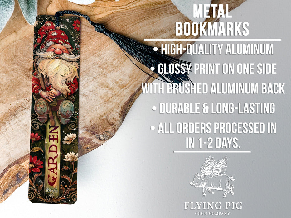 a metal bookmark with an image of a santa clause on it