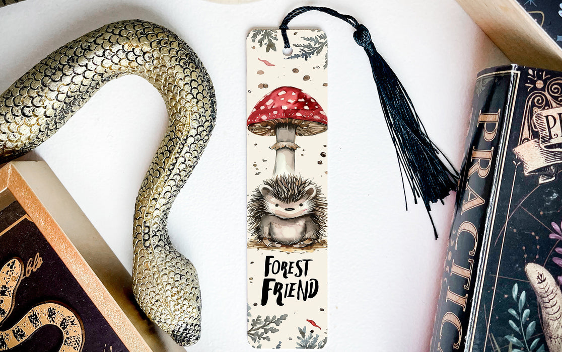 a bookmark with a picture of a hedgehog on it