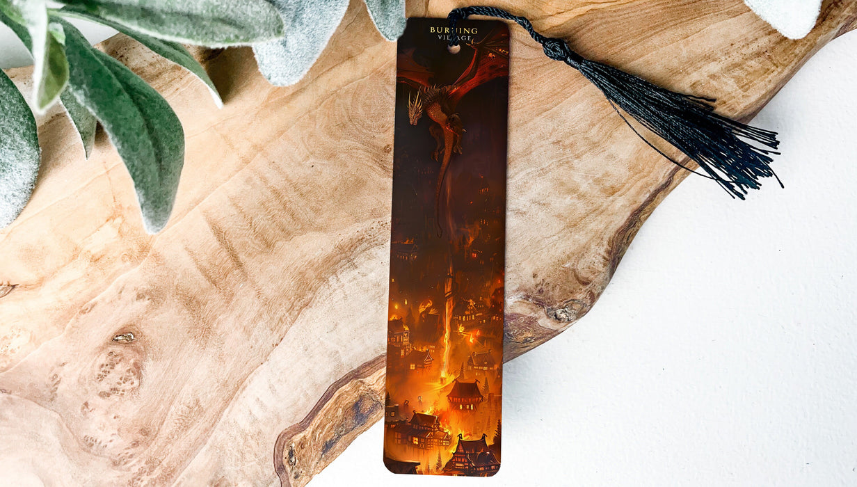 a bookmark with a picture of a man on fire
