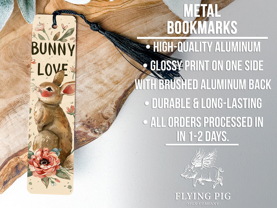 a bookmark with bunny love on it