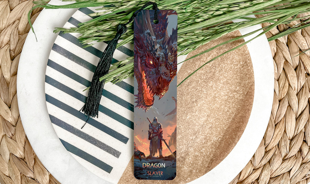 a picture of a dragon bookmark on a plate