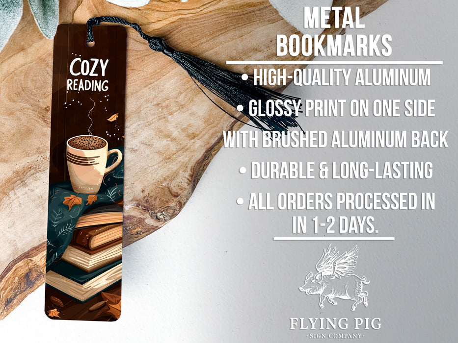 a bookmark with a cup of coffee on it