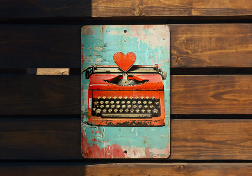 an old fashioned typewriter with a heart on it