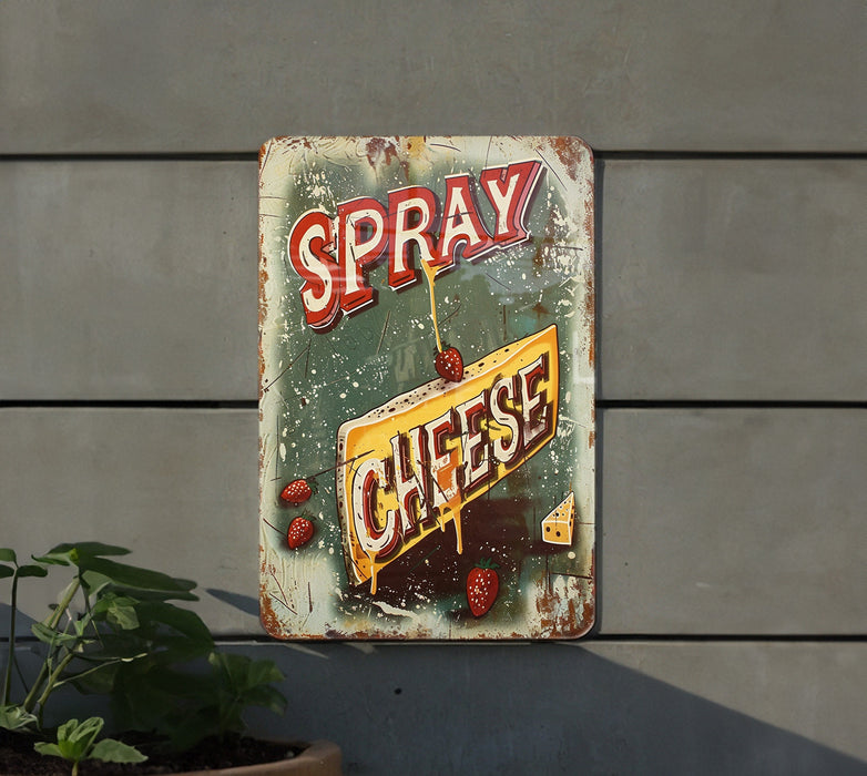 a sign that says spray cheese on it