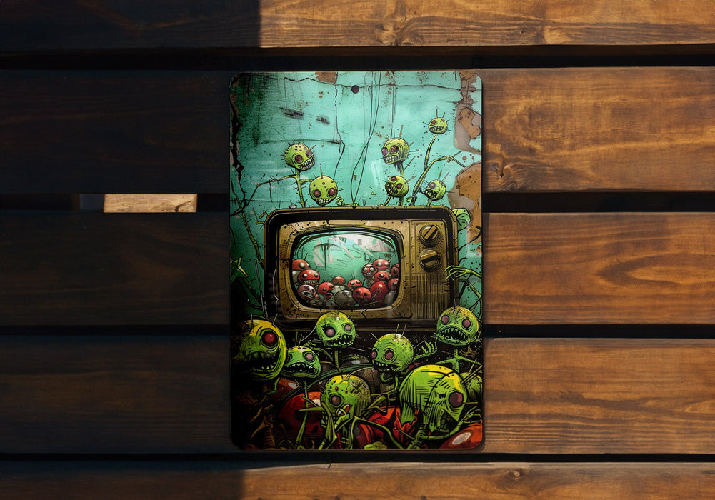 a picture of a tv on a wooden bench