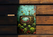 a picture of a tv on a wooden bench