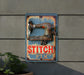 a sign that says stitch next to a potted plant