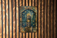 a wooden wall with a clock and stars on it