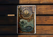 a picture of a wooden wall with a bitcoin on it