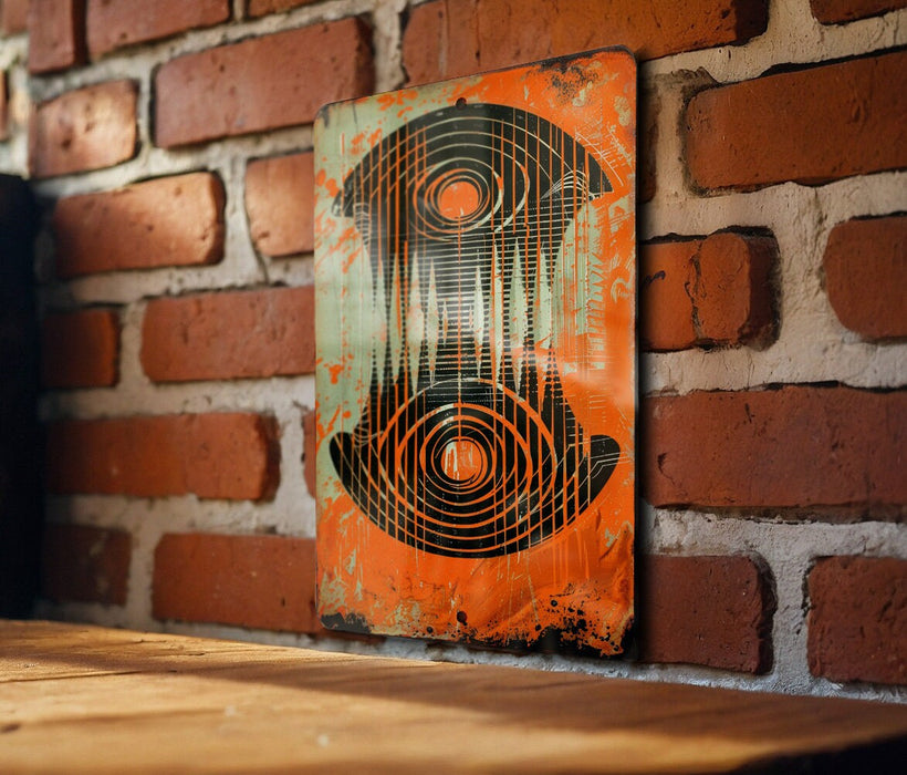 a picture of a painting on a brick wall