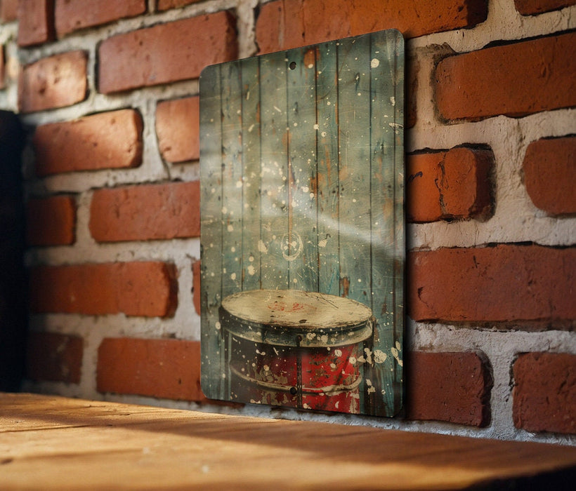 a wooden table with a picture of a stool on it