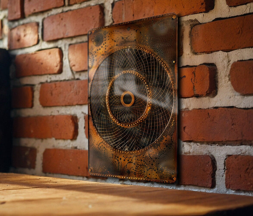 a brick wall with a painting on it