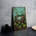 a painting of a tv surrounded by plants