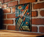 a picture of a space shuttle on a brick wall