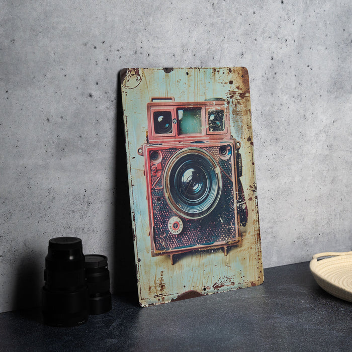 a picture of an old camera on a table