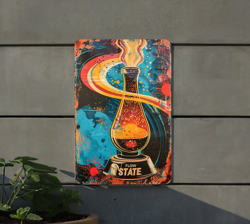 a painting of a bottle of liquid on a wall