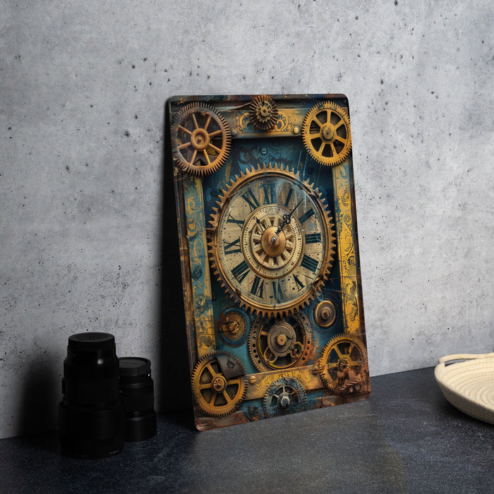 a picture of a clock on a table