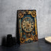 a picture of a clock on a table