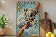 a painting of a koala sitting on a tree branch