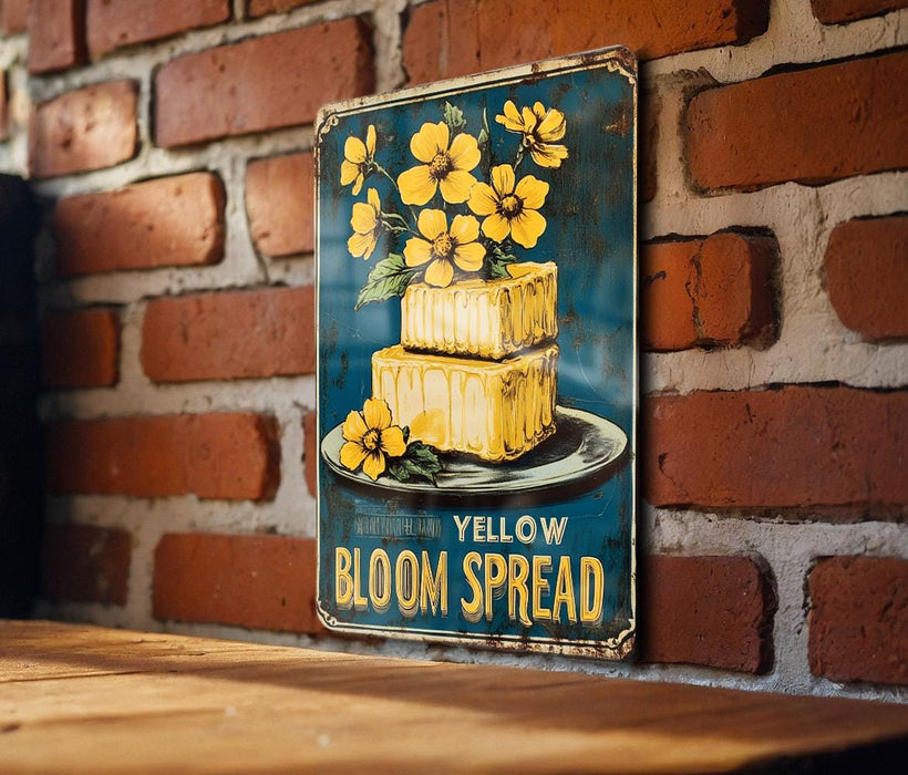 a sign on a brick wall that says yellow bloom spread