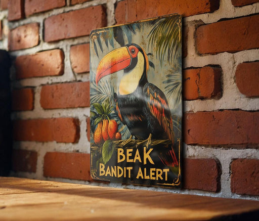 a picture of a toucan on a brick wall