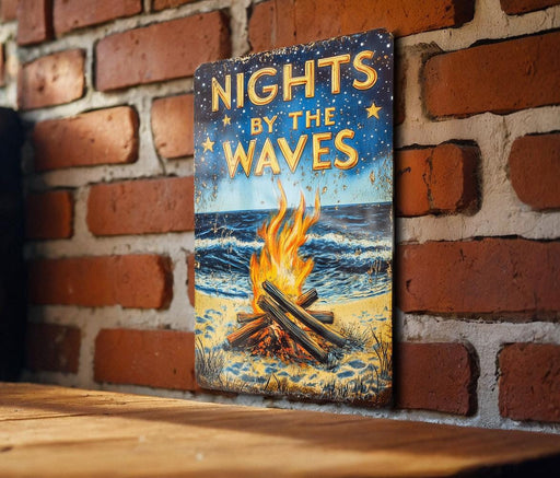 a sign on a brick wall that says nights by the waves