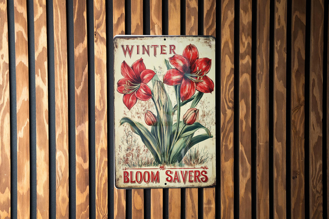 a sign on a wooden wall that says winter bloom savers