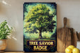 a painting of a tree is on a shelf