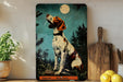 a picture of a dog sitting on a shelf