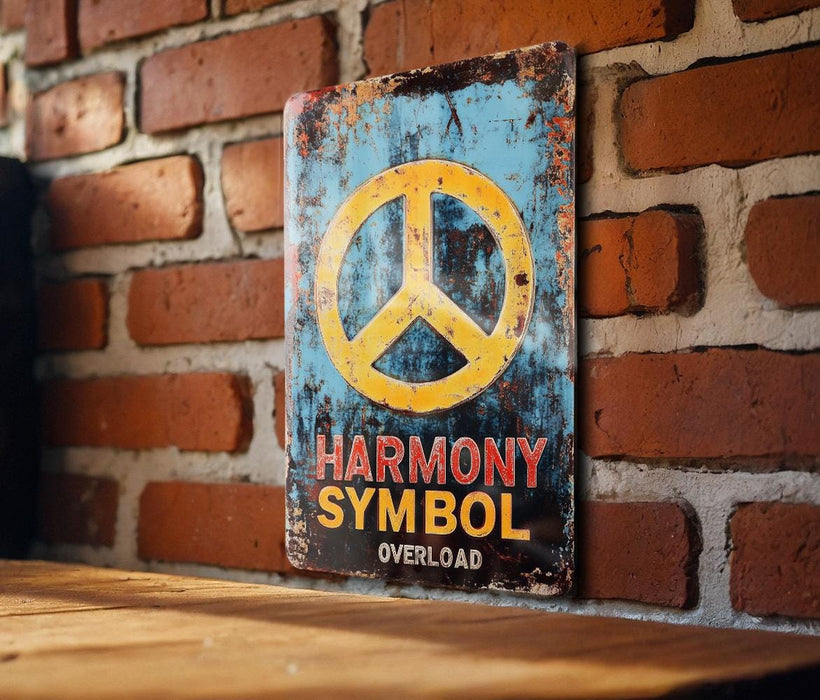 a sign on a brick wall that says harmony symbol overload