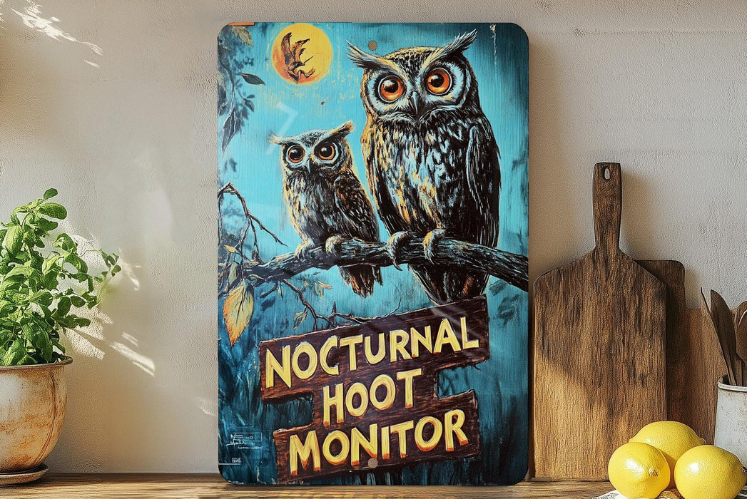 a painting of two owls sitting on a tree branch