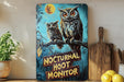 a painting of two owls sitting on a tree branch