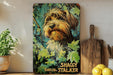 a painting of a dog on a shelf