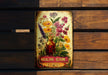 a wooden bench with a sign that says healing bloom elixis