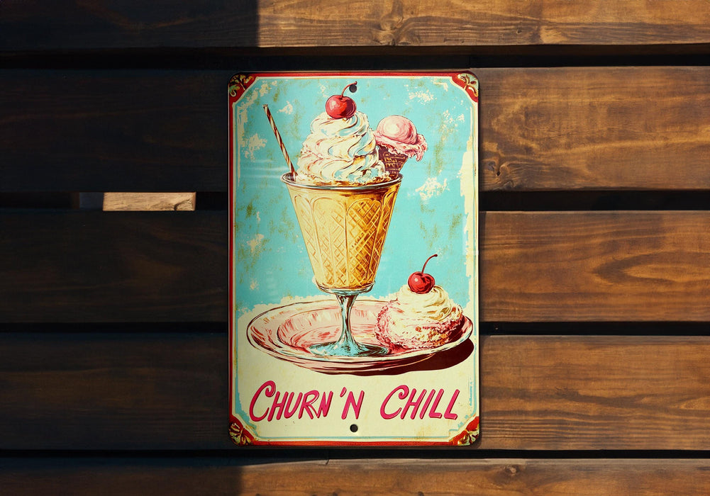 a sign on a wooden wall that says churn'n chilli