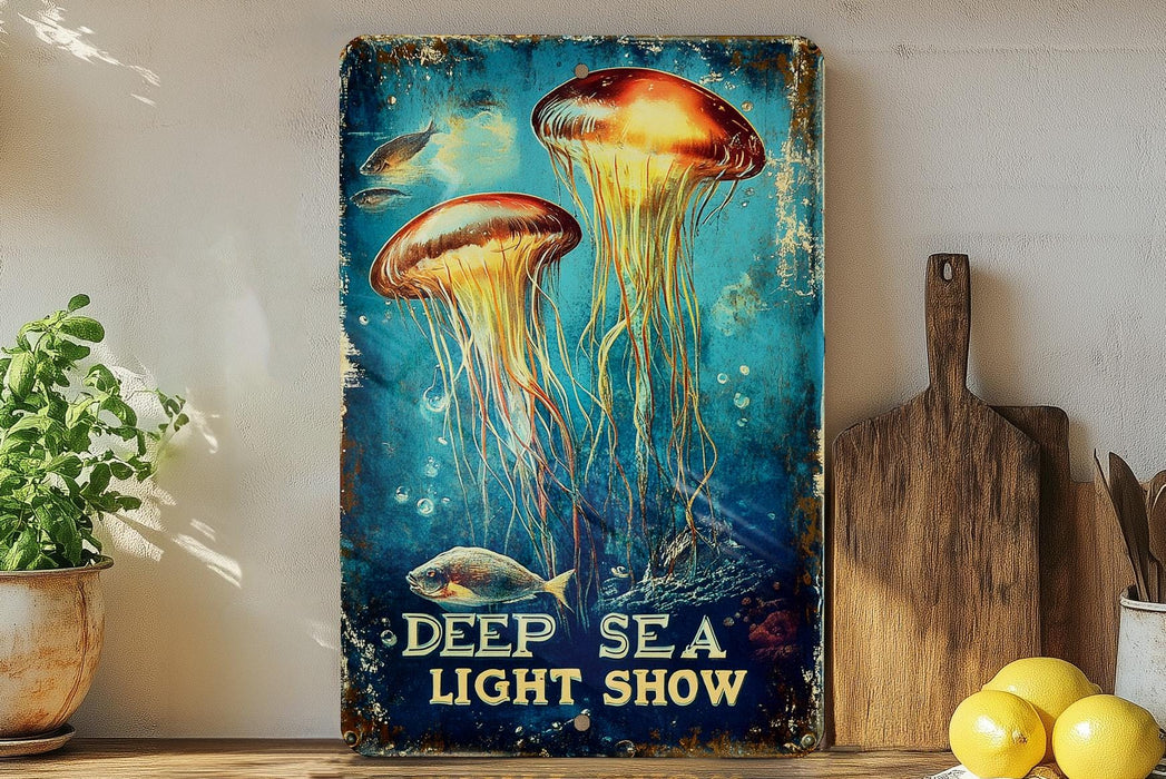a painting of two jellyfish on a blue background