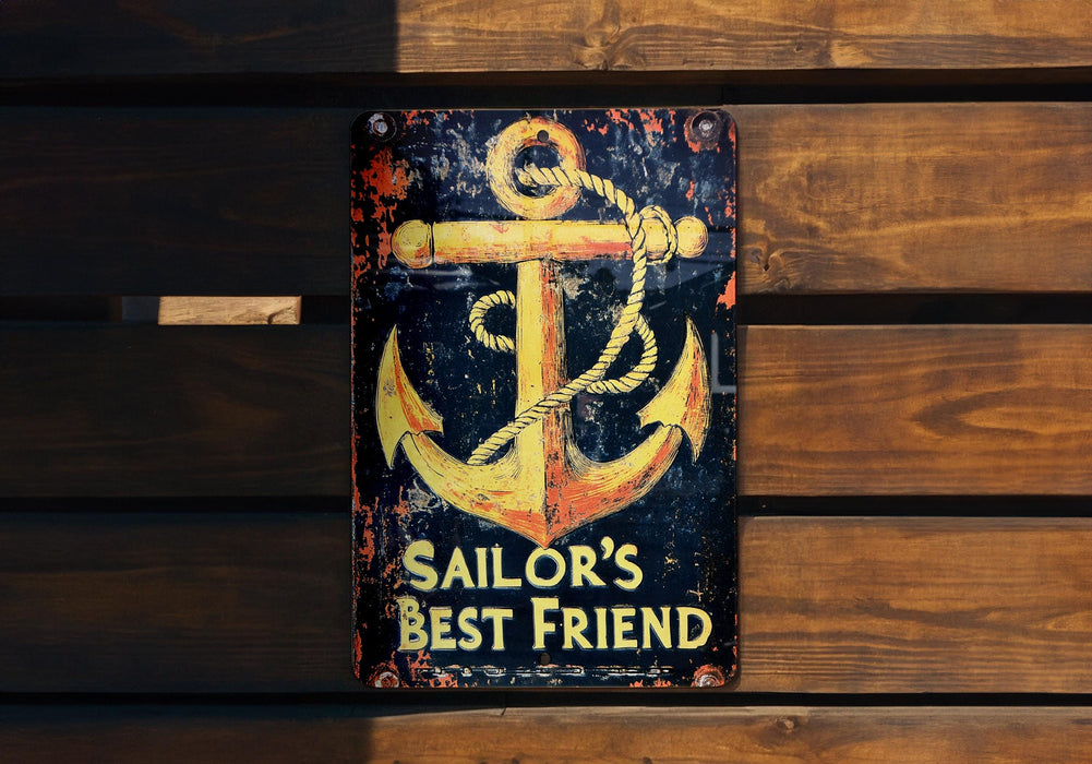 a sign on a wooden wall that says sailor's best friend