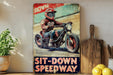 a painting of a man riding a motorcycle