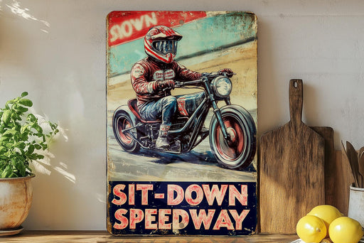 a painting of a man riding a motorcycle
