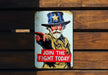 a sign on a wooden wall that says join the fight today
