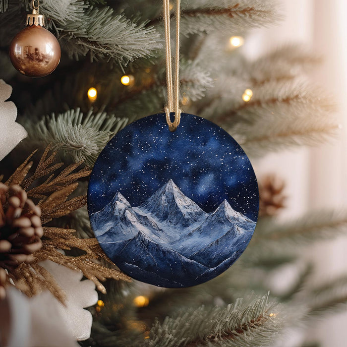 a christmas ornament hanging from a christmas tree
